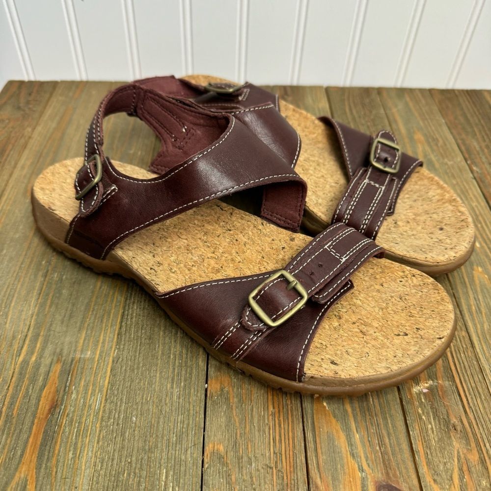 LL BEAN sandals Size 9 Women Red Cork Hiking Outdoor Comfort